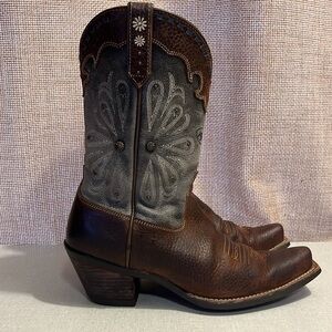 Ariat Brown and Gray Heeled Western Boots